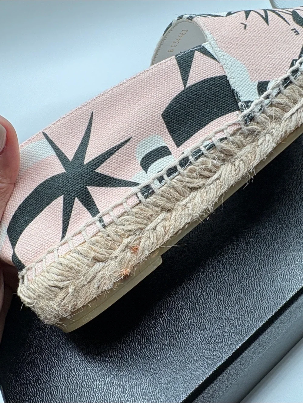 CHANEL Pink and Black Canvas Starburst Espadrilles